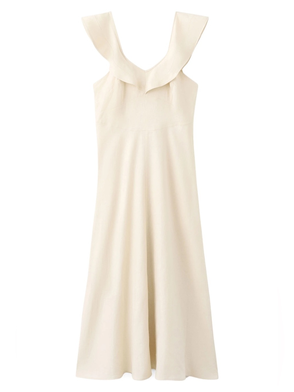 Mango linen blend flutter sleeve dress S beige